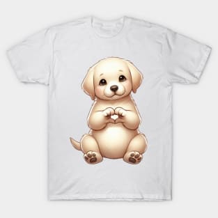 Valentine Labrador Retriever Dog Giving Heart Hand Sign T-Shirt